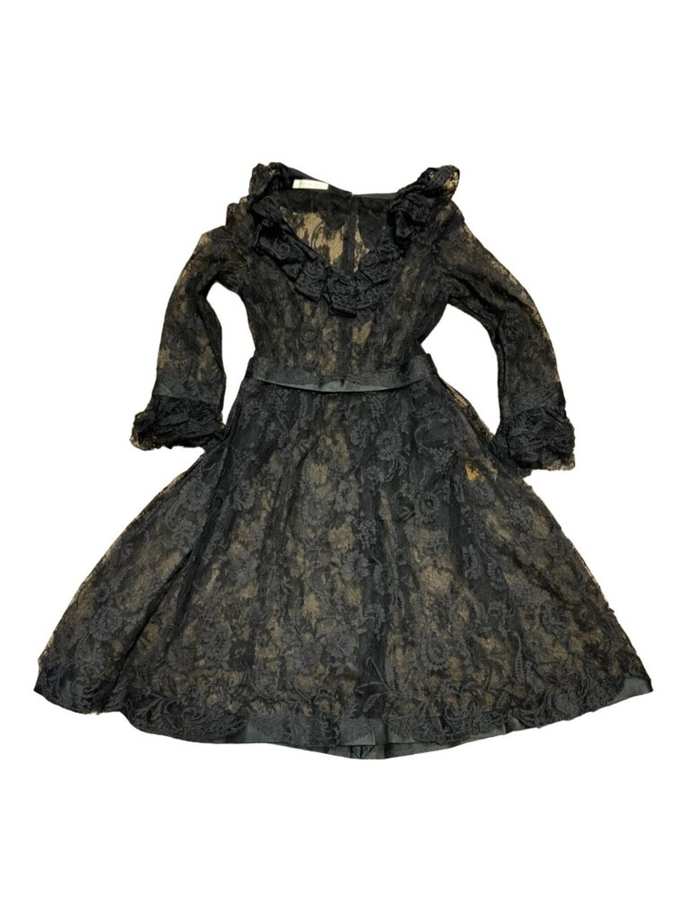 NWT Black La Boutique Evening Cocktail Dress Sz 6 1950s Sheer Lace Womens